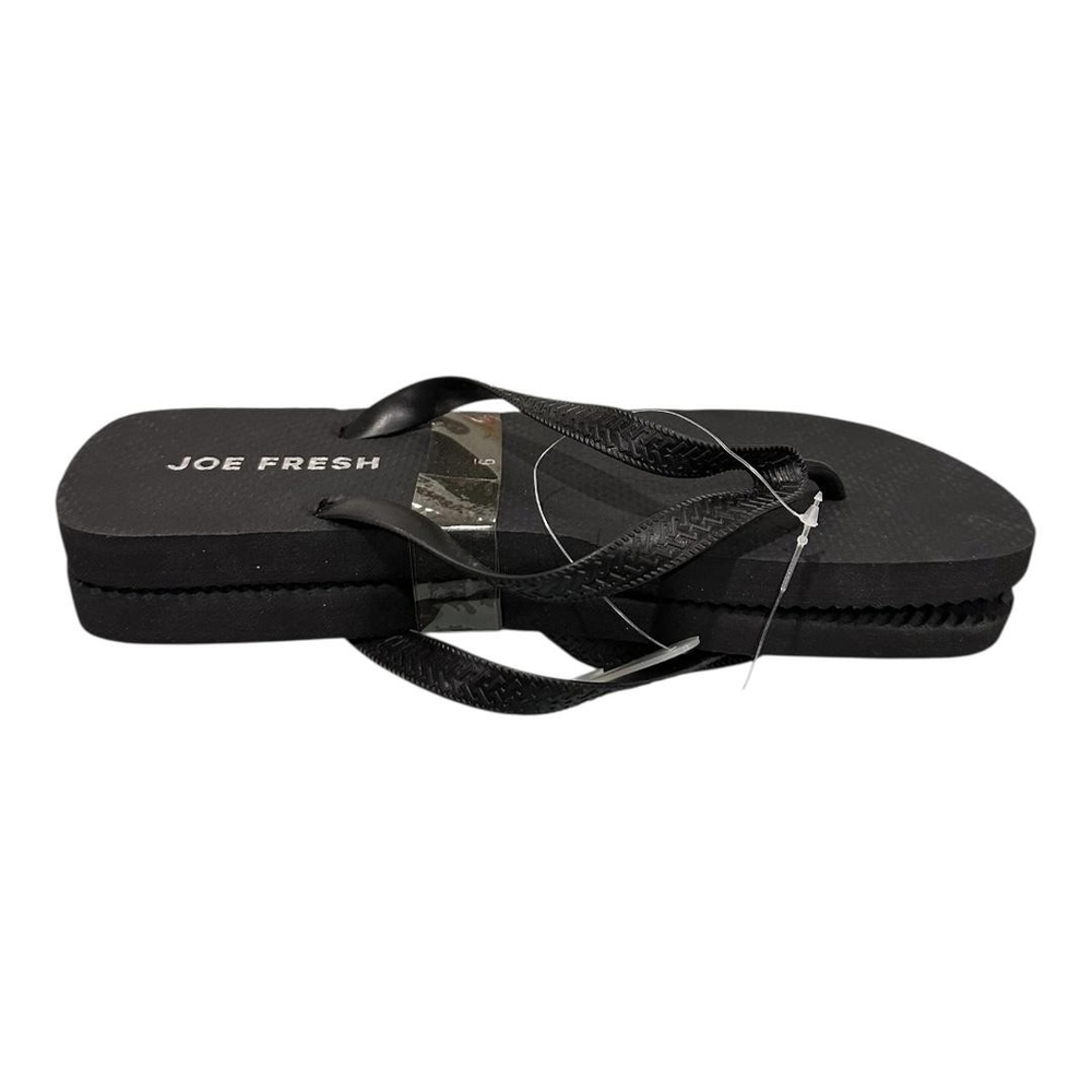 Joe Fresh Flip Flop Sandals Mens Size 9 Black Rubber Beach Shoes Summer Casual